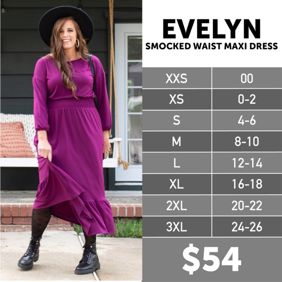 NWT Lularoe Evelyn Smocked Waist Maxi Dress 3XL Long Sleeve w/pockets Dark Brown - Picture 3 of 4